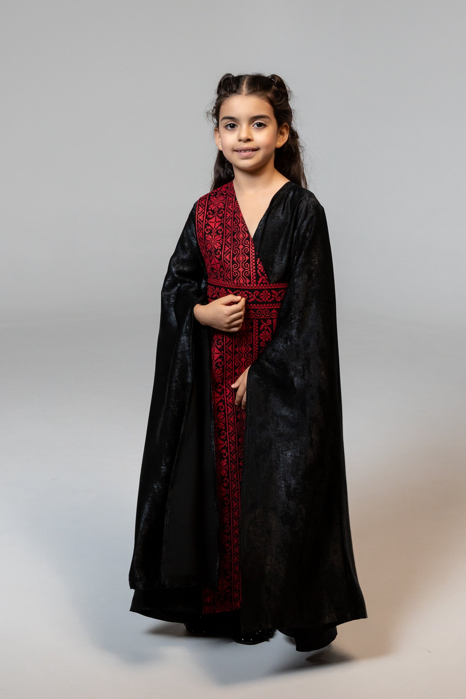 Kids Black Wrap Abaya