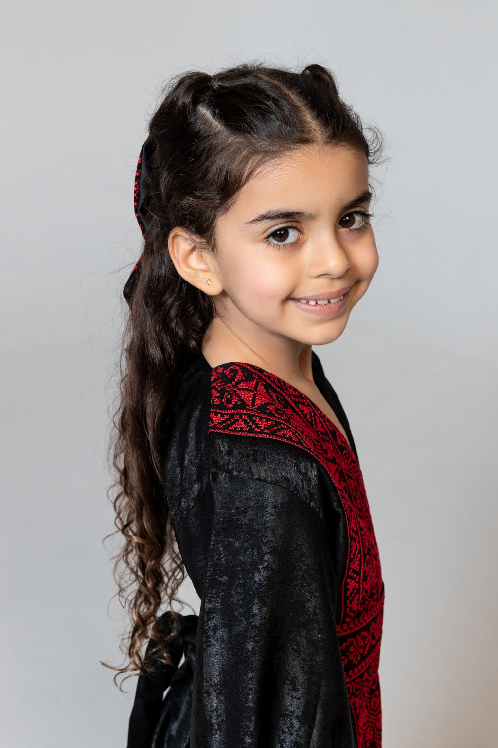 Kids Black Wrap Abaya
