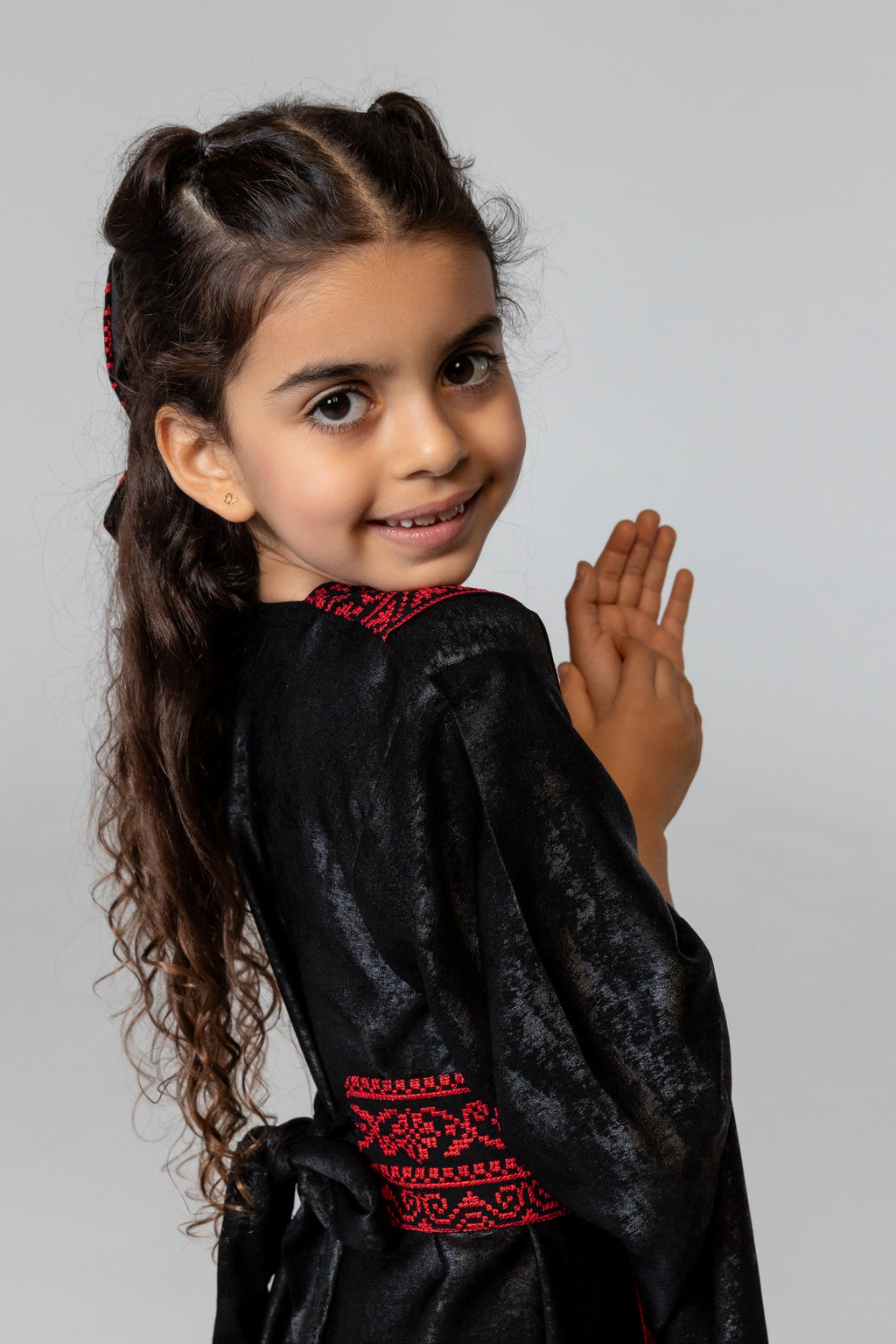 Kids Black Wrap Abaya