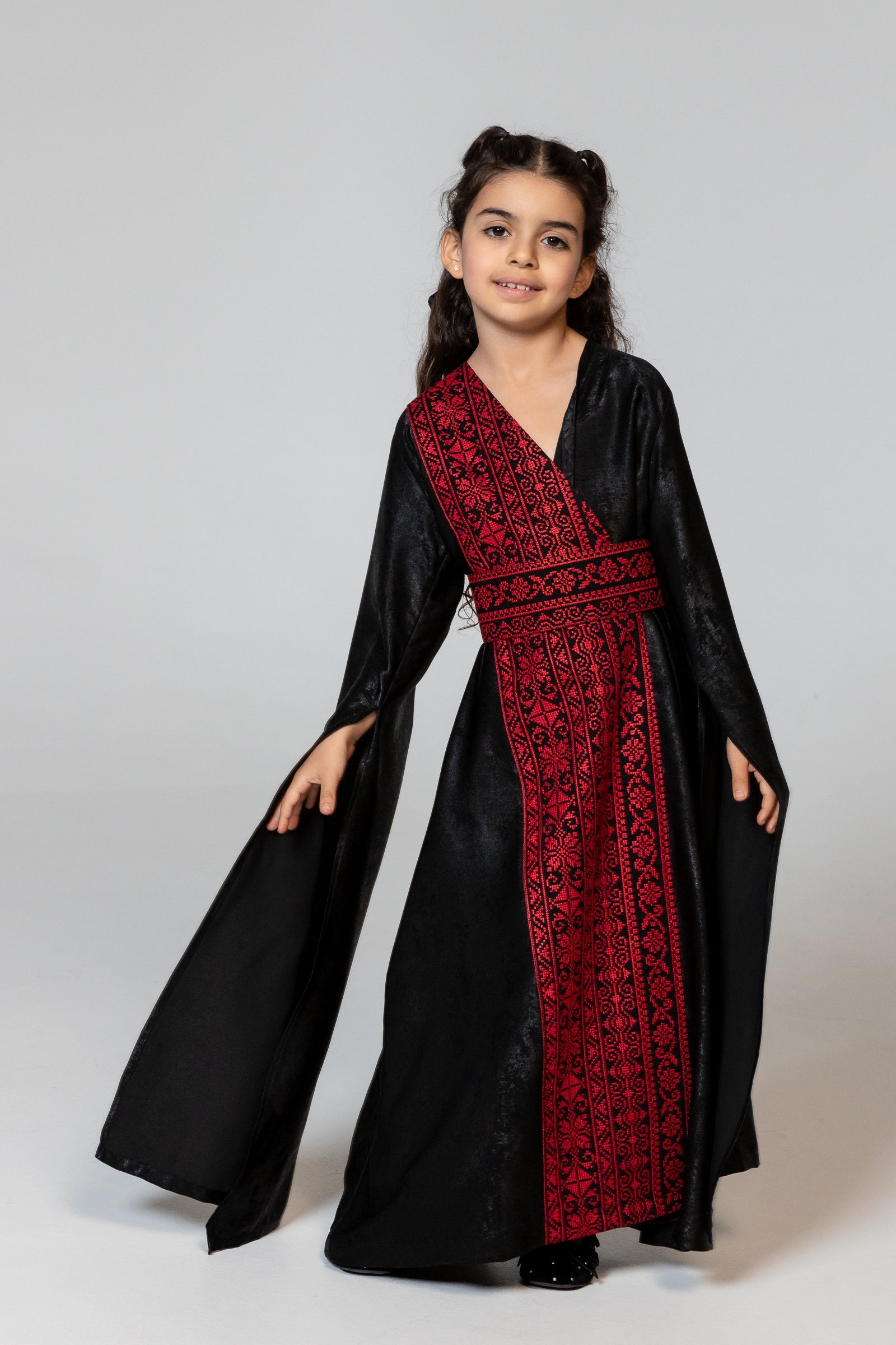Kids Black Wrap Abaya