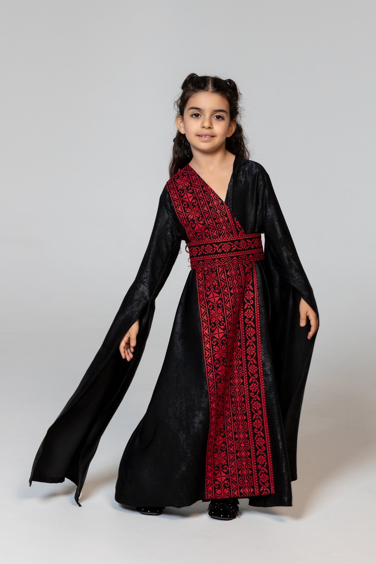 Kids Black Wrap Abaya