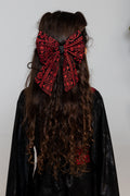 Red Embroidered Bow Hair Clip