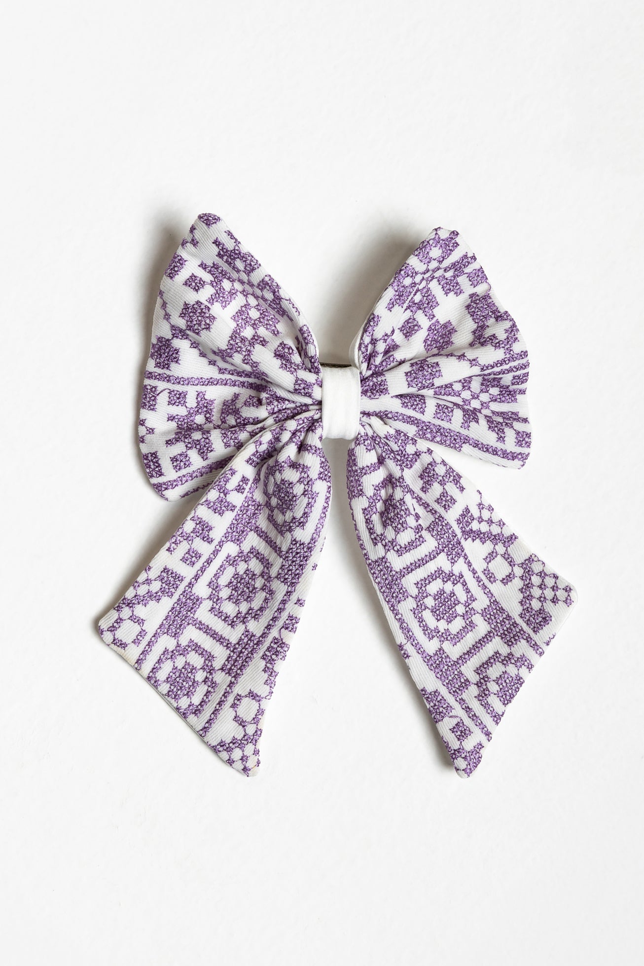 Lilac Embroidered Bow Hair Clip