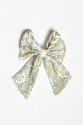 Green Embroidered Bow Hair Clip
