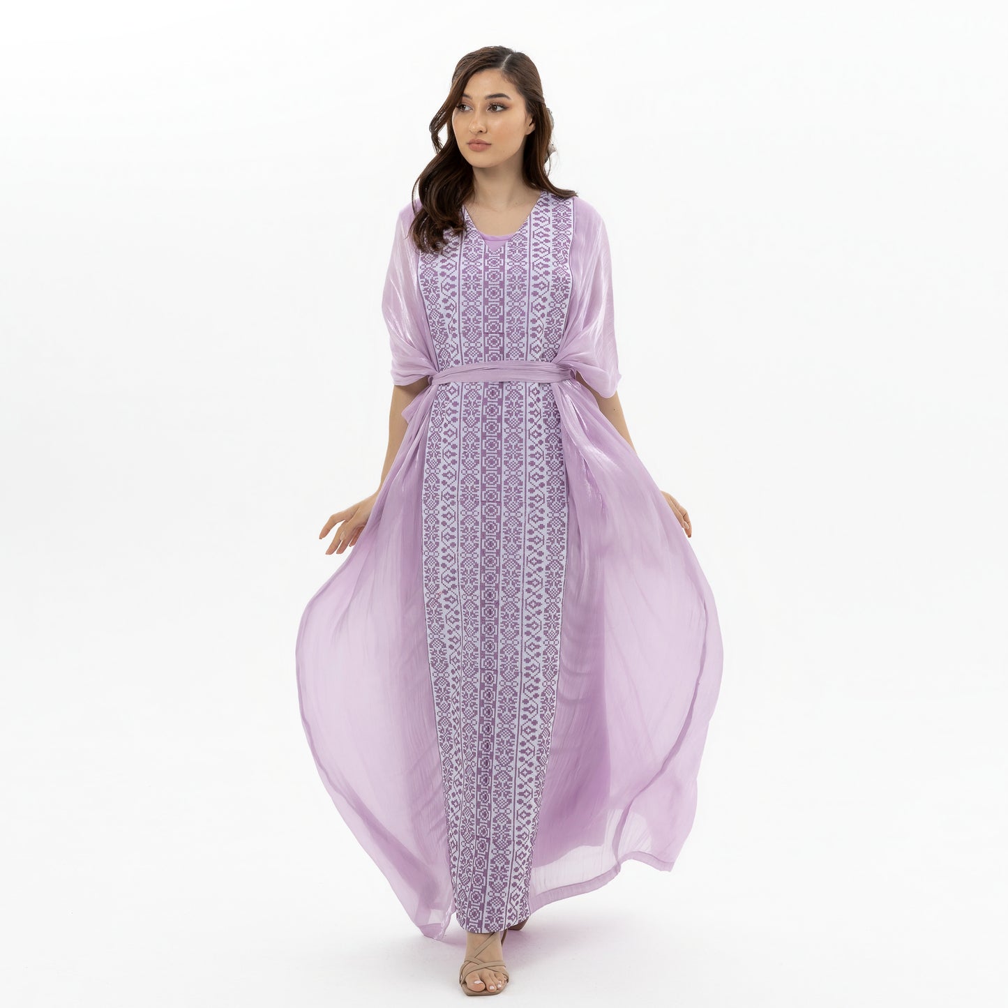 Lavender Kaftan with Embroidery