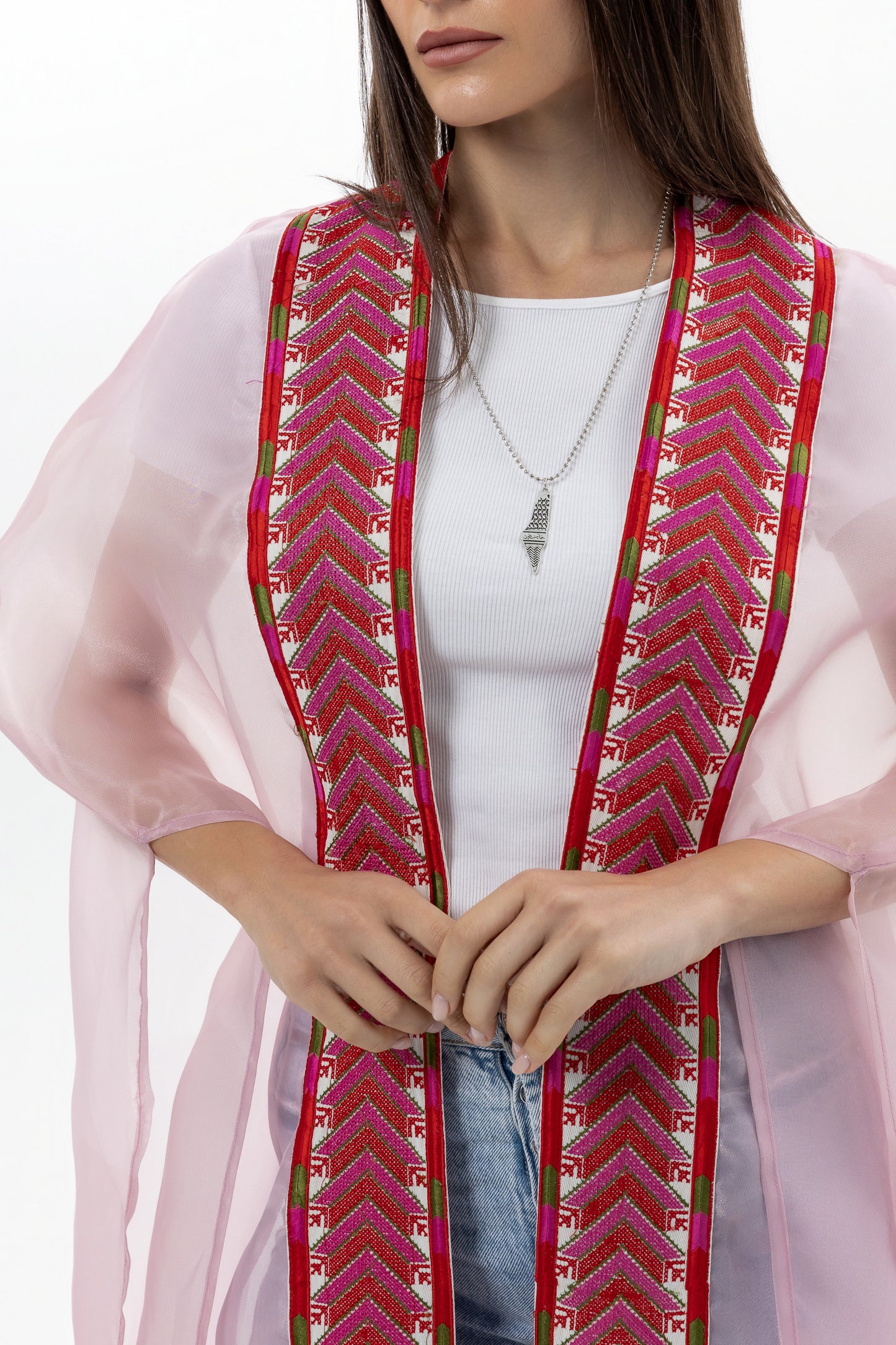 Light Pink Bisht with Tatreez Details