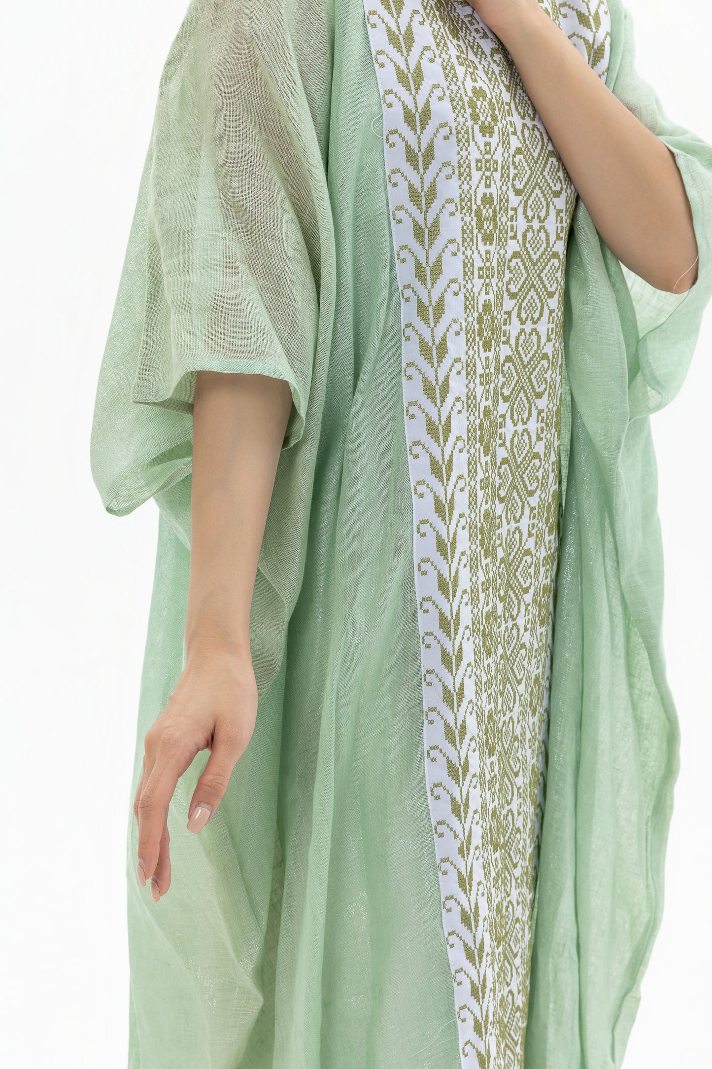 Adult Green Kaftan with Embroidery