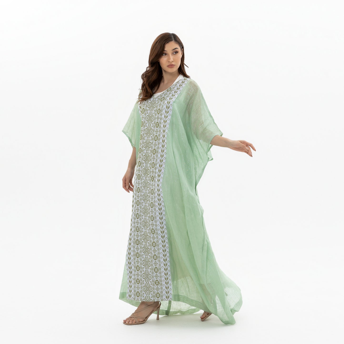 Adult Green Kaftan with Embroidery