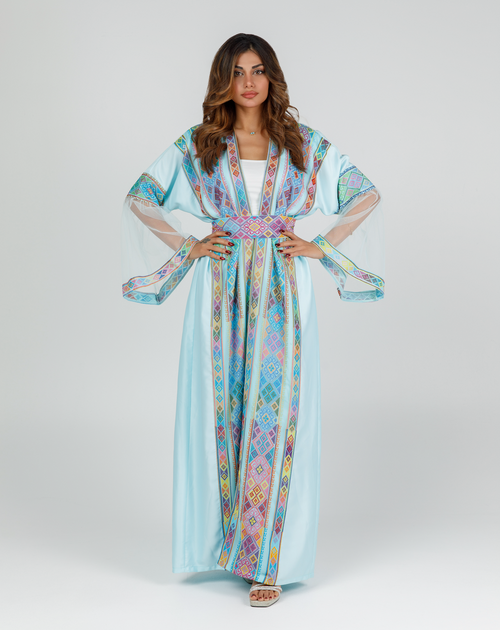 Adult Signature Blue Abaya with Tatreez