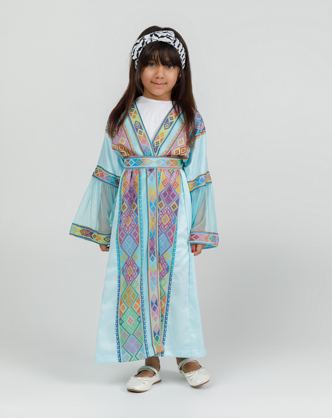 Kids Signature Blue Abaya with Tatreez