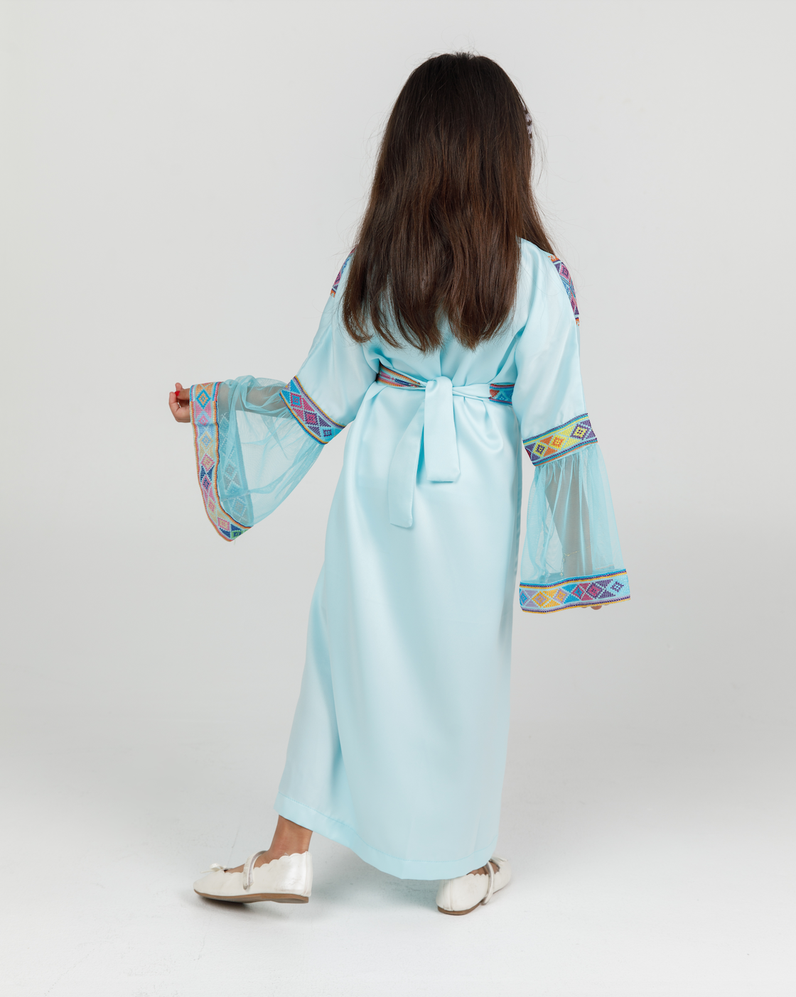 Kids Signature Blue Abaya with Tatreez