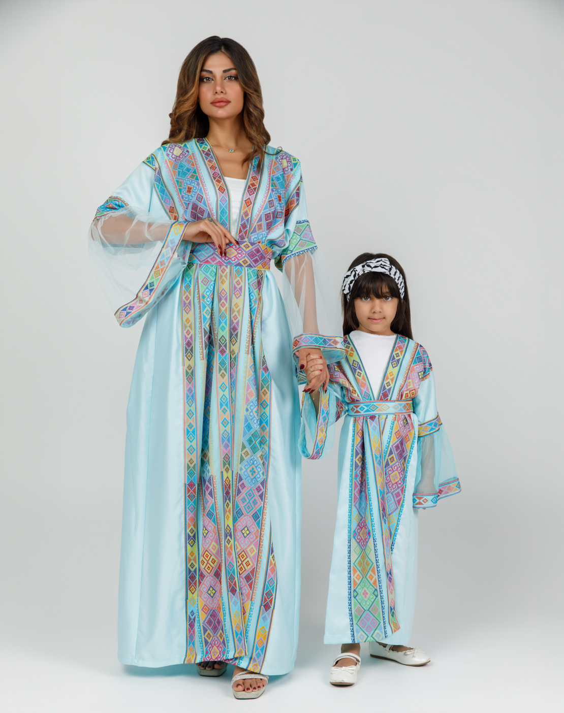 Kids Signature Blue Abaya with Tatreez