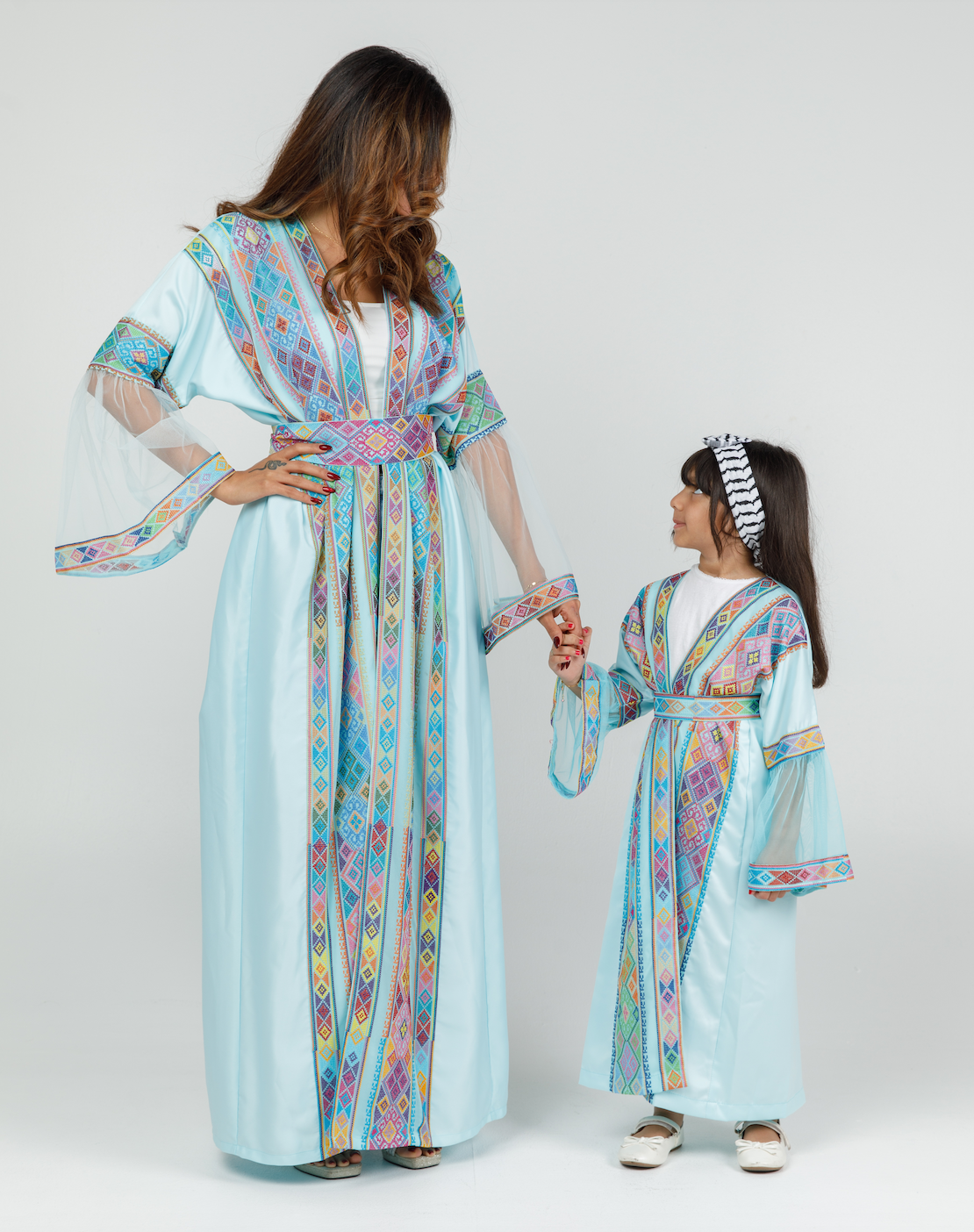 Kids Signature Blue Abaya with Tatreez