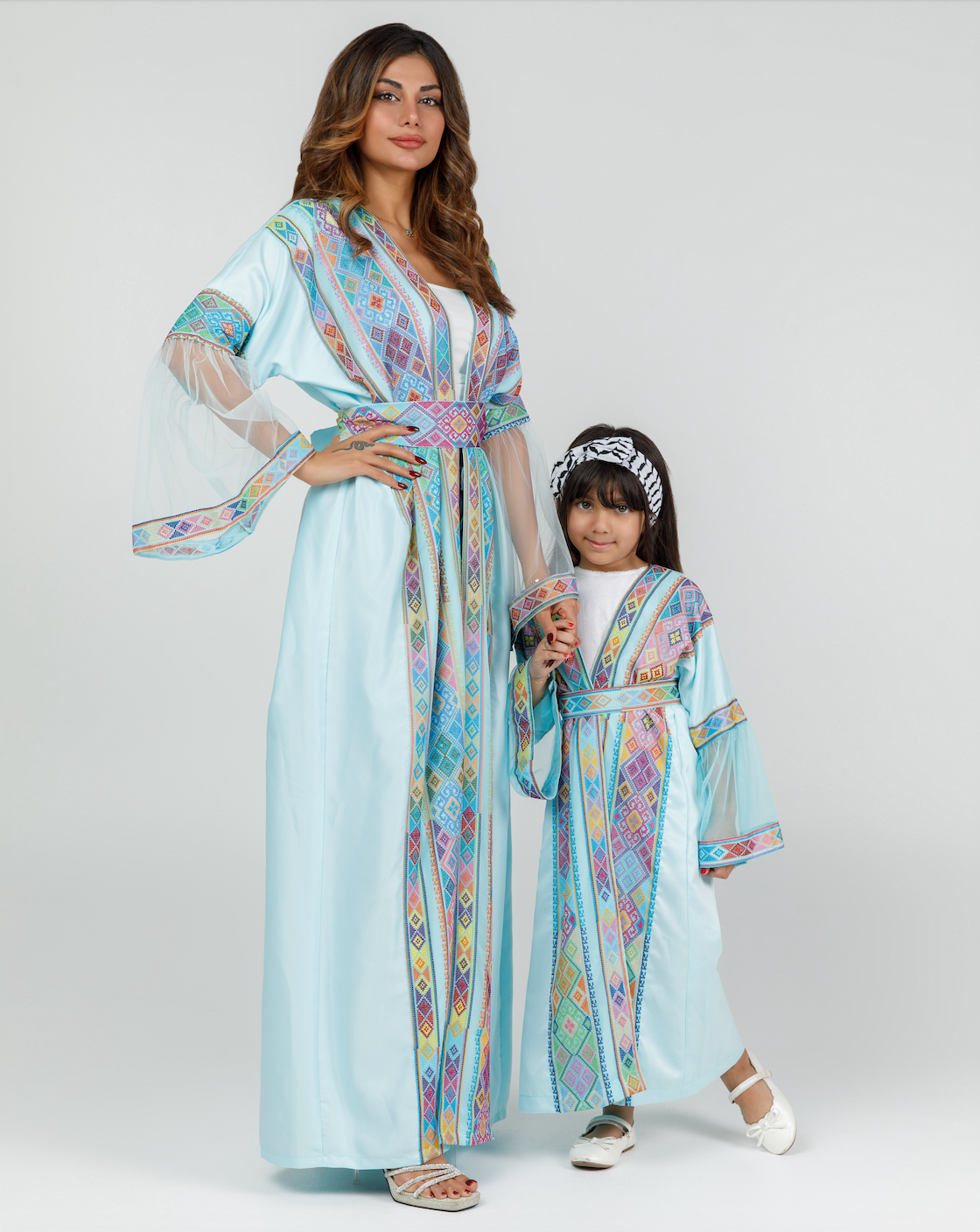 Kids Signature Blue Abaya with Tatreez