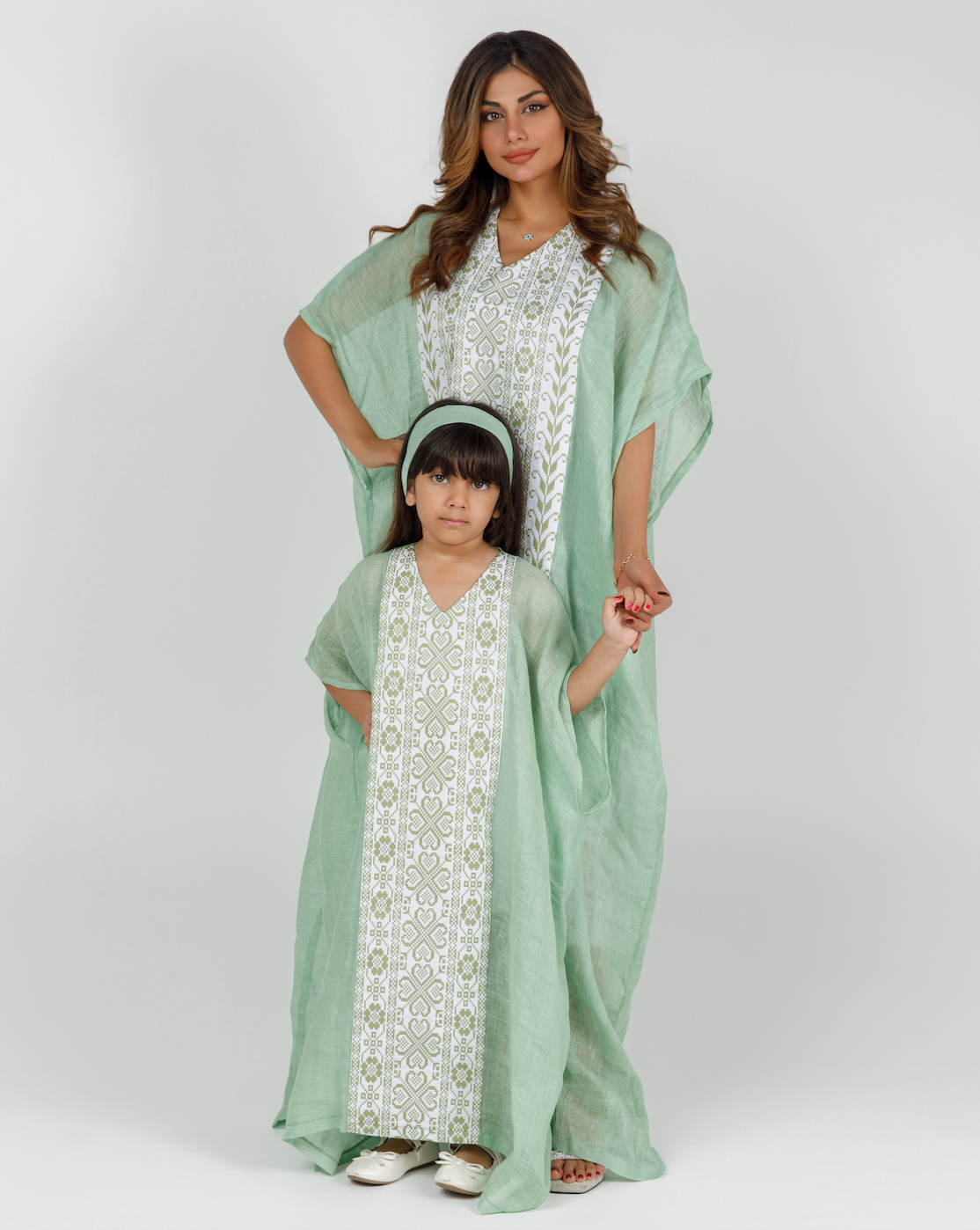 Kids Green Kaftan with Tatreez