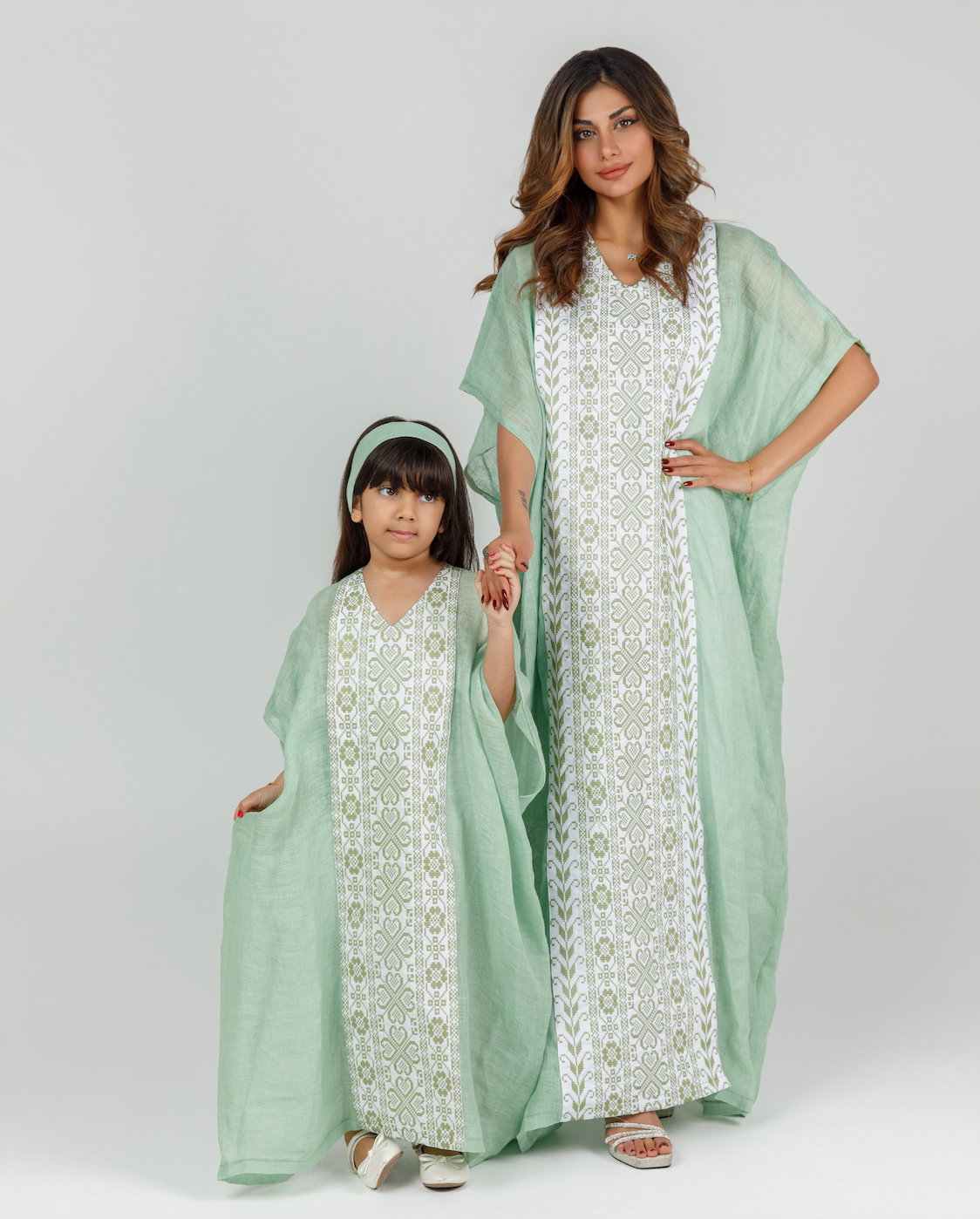 Kids Green Kaftan with Tatreez