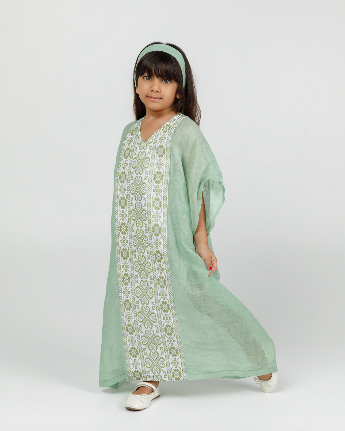 Kids Green Kaftan with Tatreez