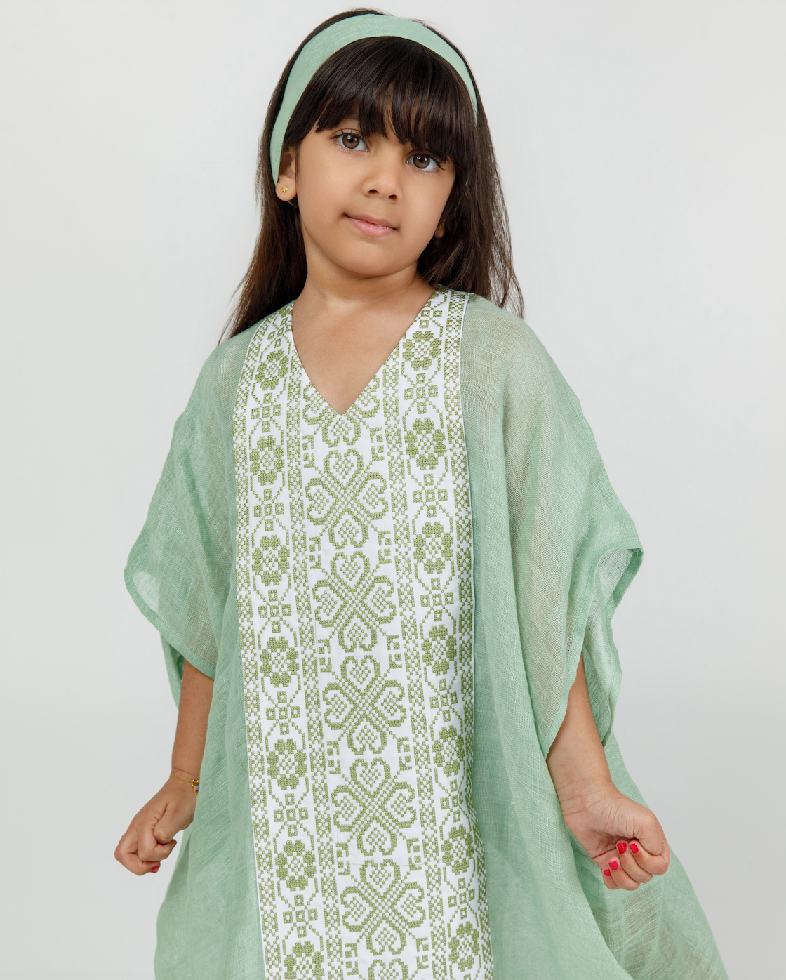 Kids Green Kaftan with Tatreez