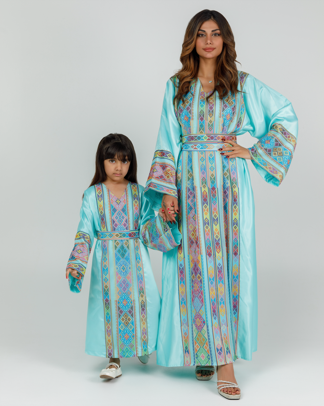 Adult Turquoise Kaftan with Tatreez Details