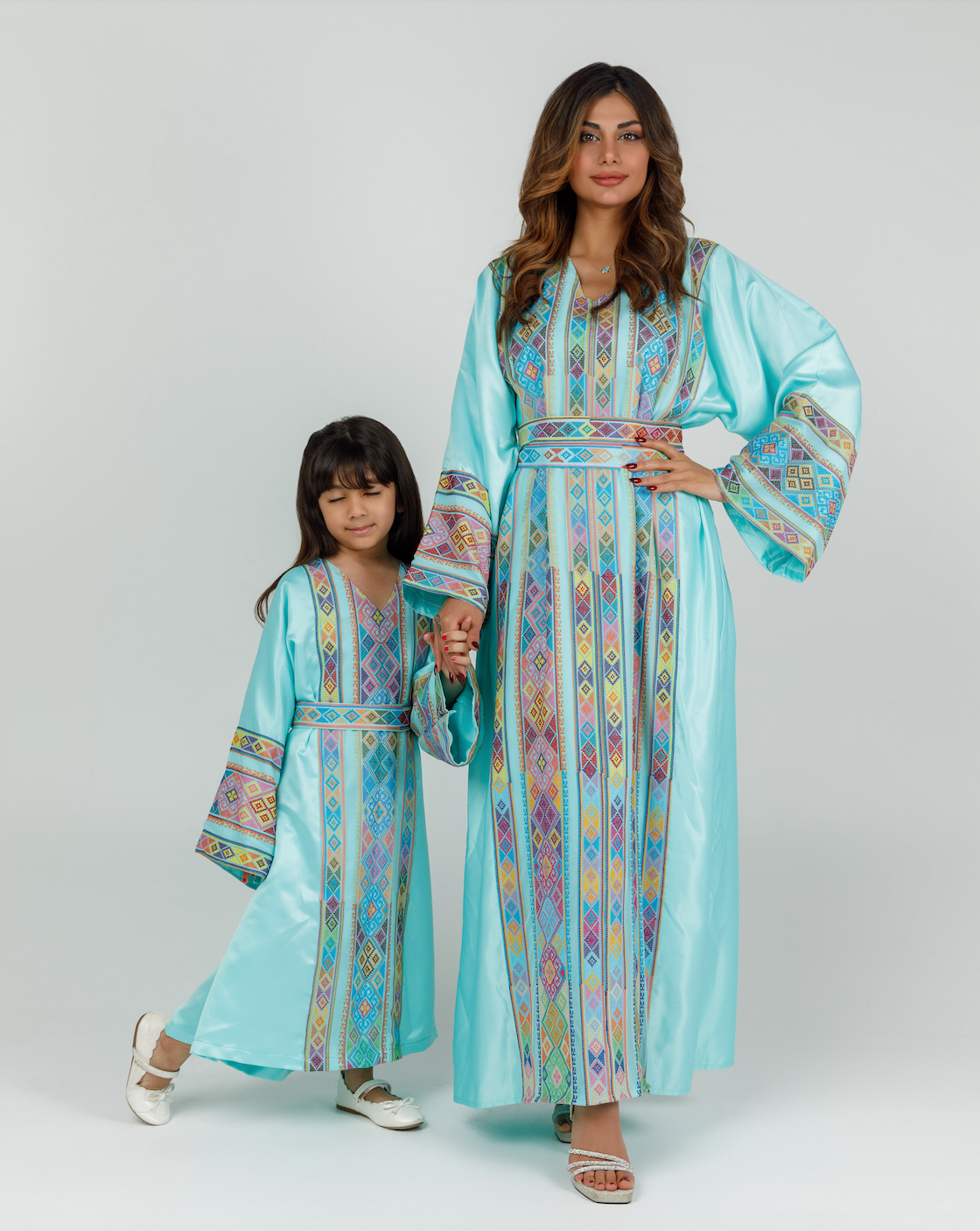 Adult Turquoise Kaftan with Tatreez Details