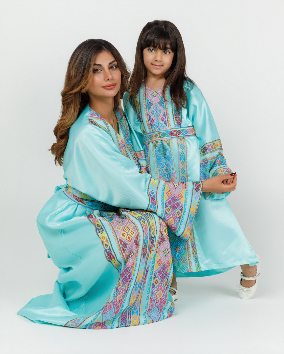 Adult Turquoise Kaftan with Tatreez Details