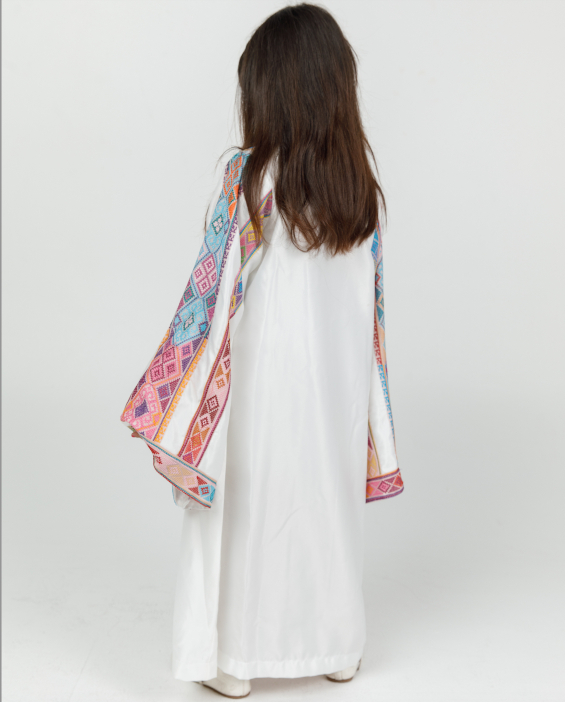 Kids White Kaftan with Tatreez