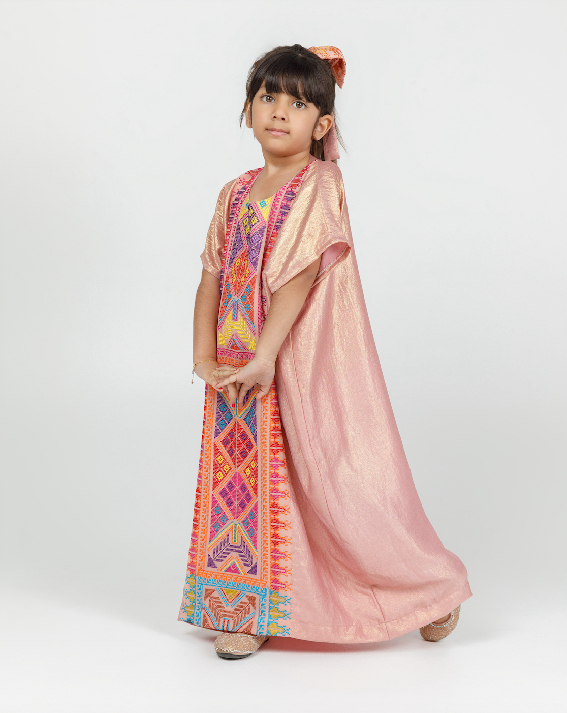 Kids Pink Shimmery Kaftan