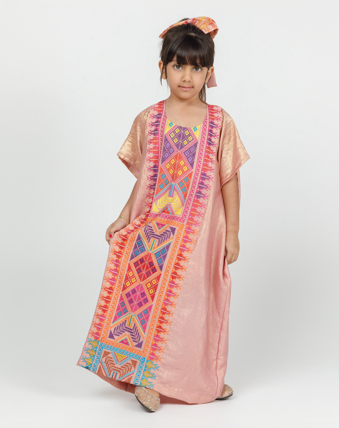 Kids Pink Shimmery Kaftan