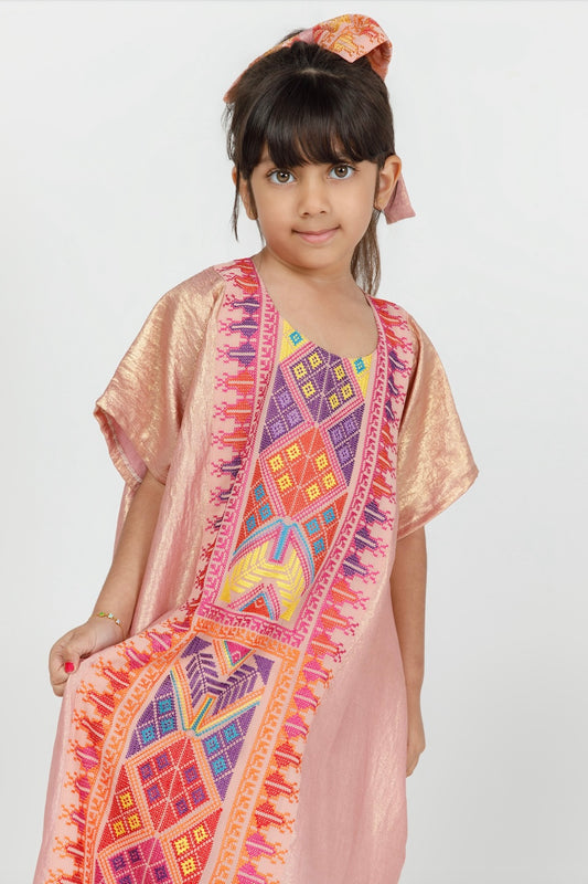 Kids Pink Shimmery Kaftan