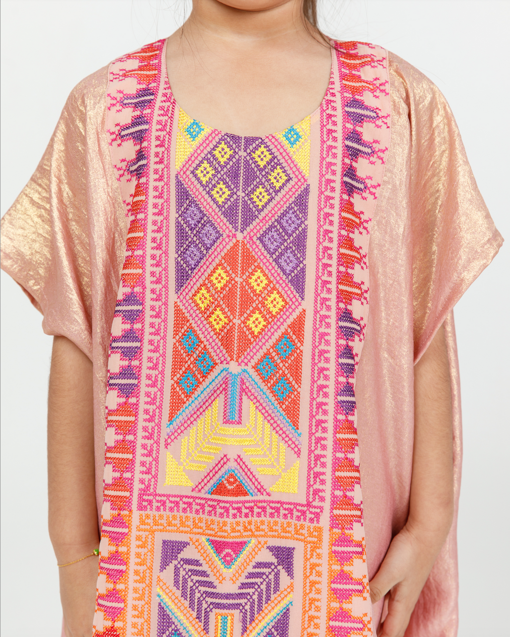 Kids Pink Shimmery Kaftan
