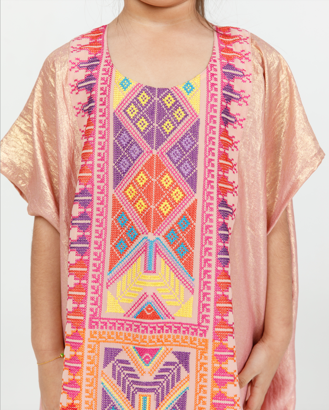 Kids Pink Shimmery Kaftan