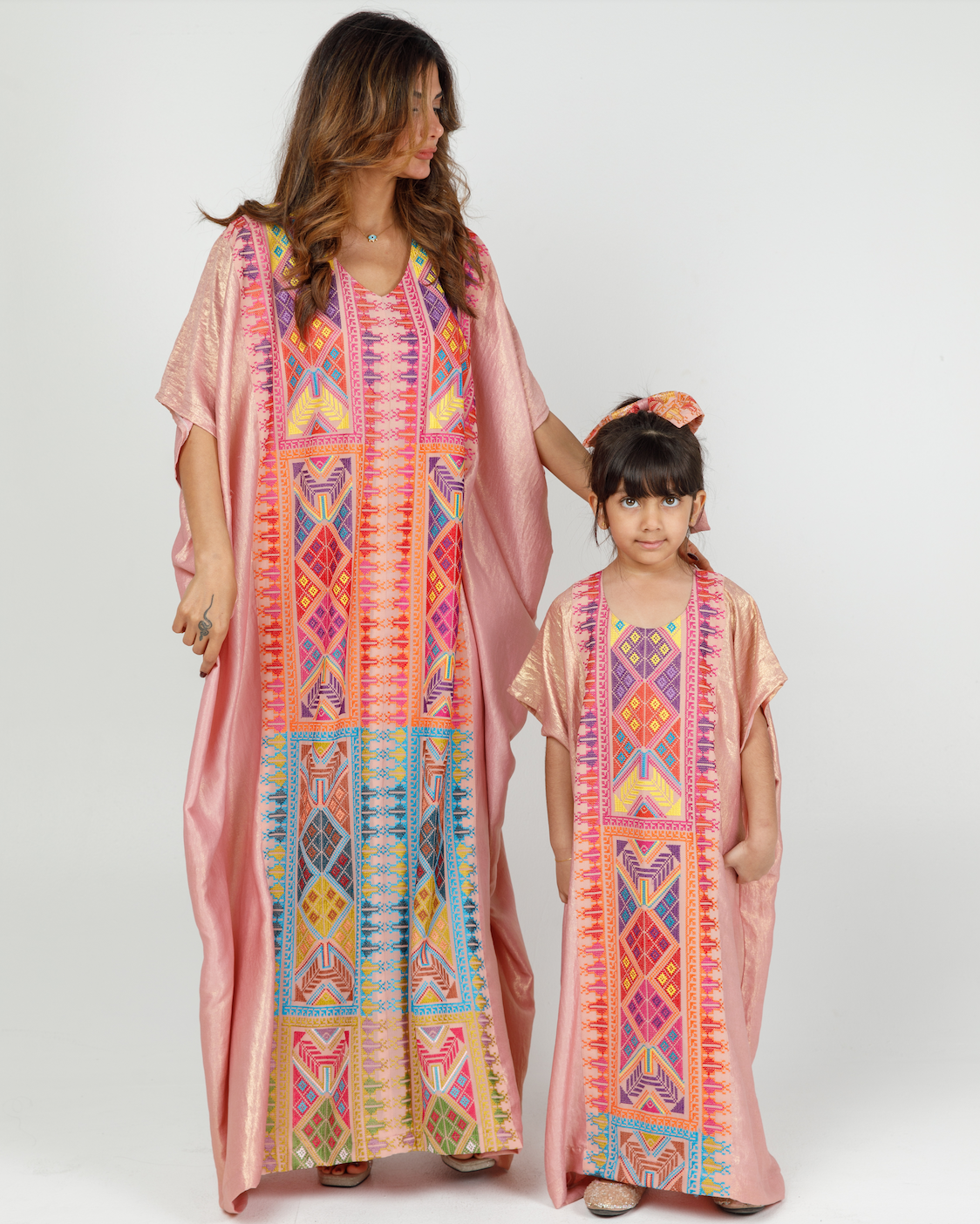 Kids Pink Shimmery Kaftan