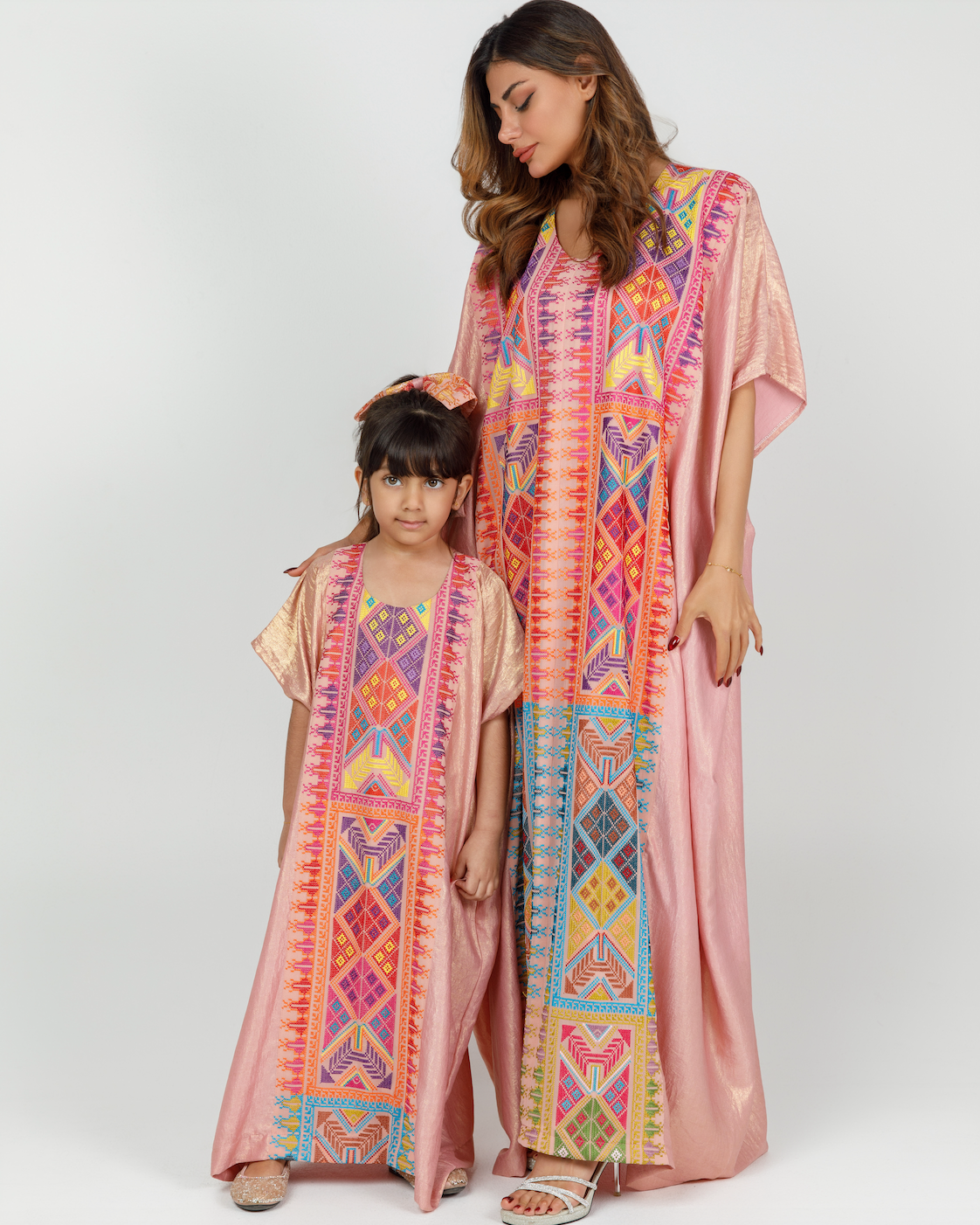 Kids Pink Shimmery Kaftan