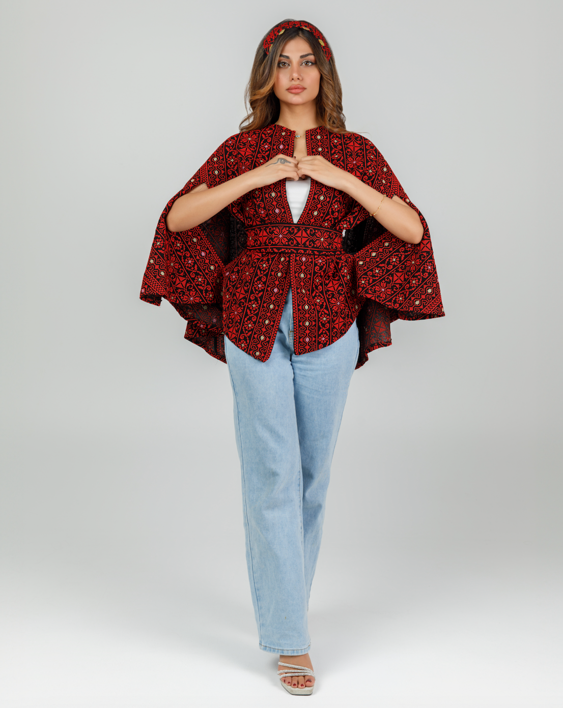 Cape Jacket with Red Tatreez