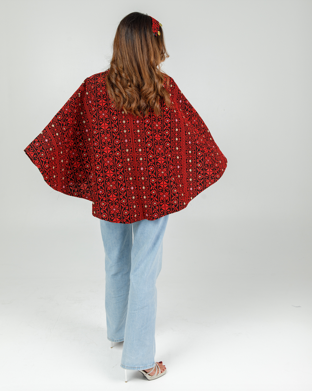 Cape Jacket with Red Tatreez
