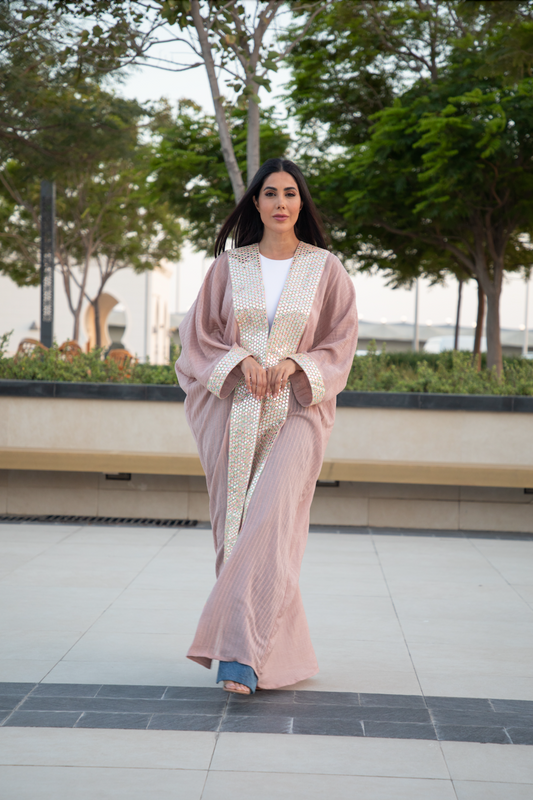 Pink Bisht with Embellished Details