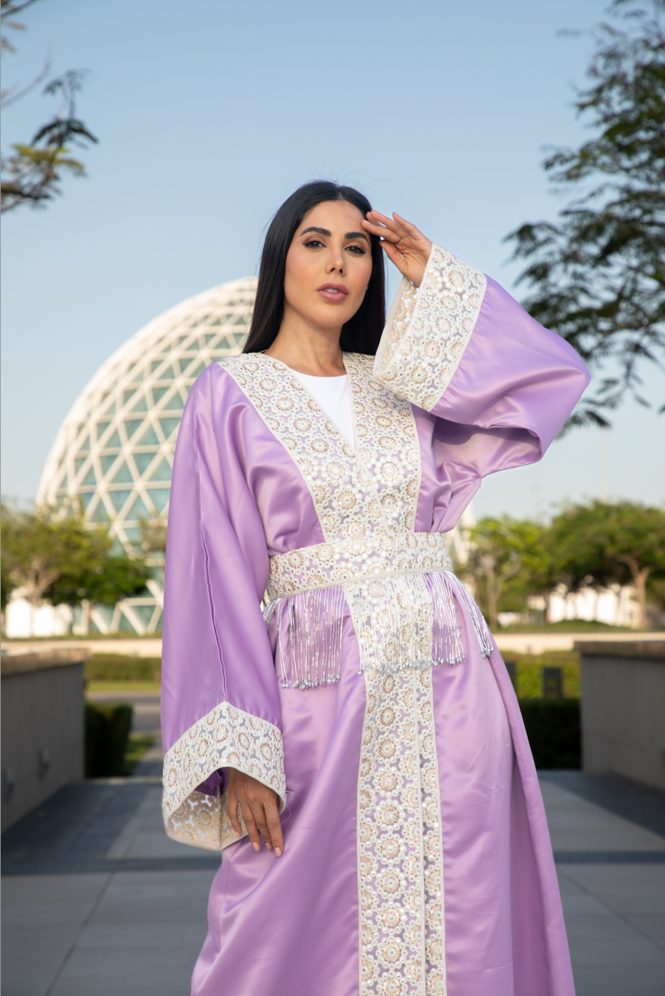 Lavendar Abaya with Tassels