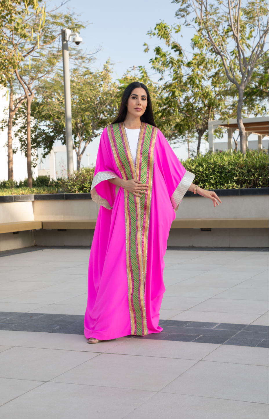 Fuscia Open Bisht