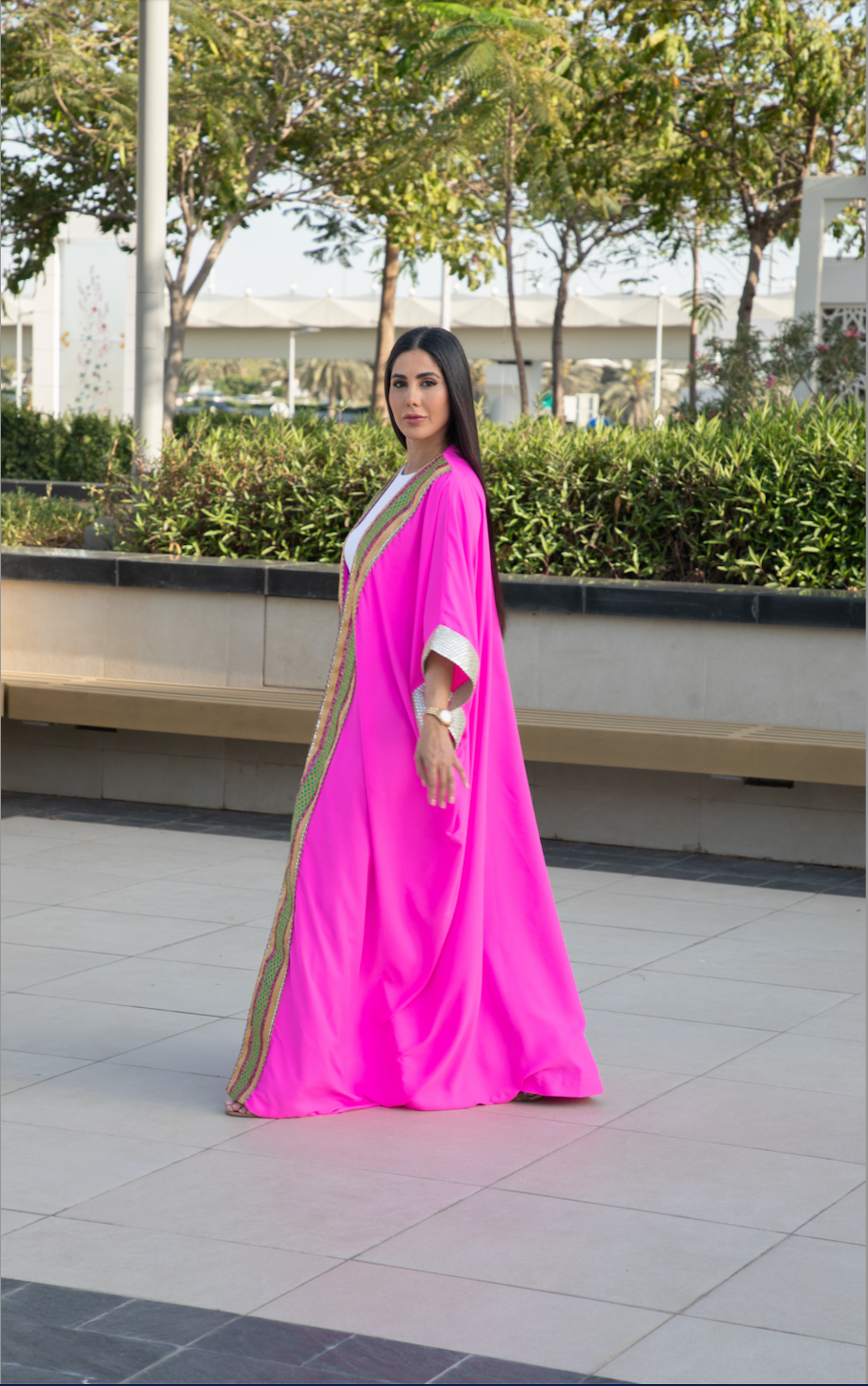 Fuscia Open Bisht