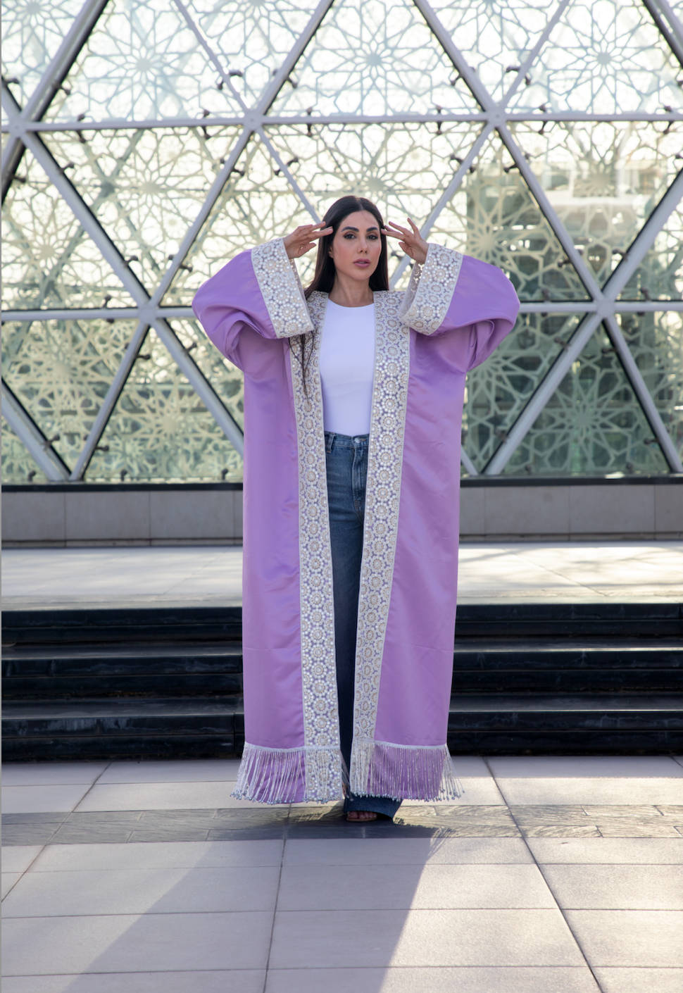 Lavendar Abaya with Tassels