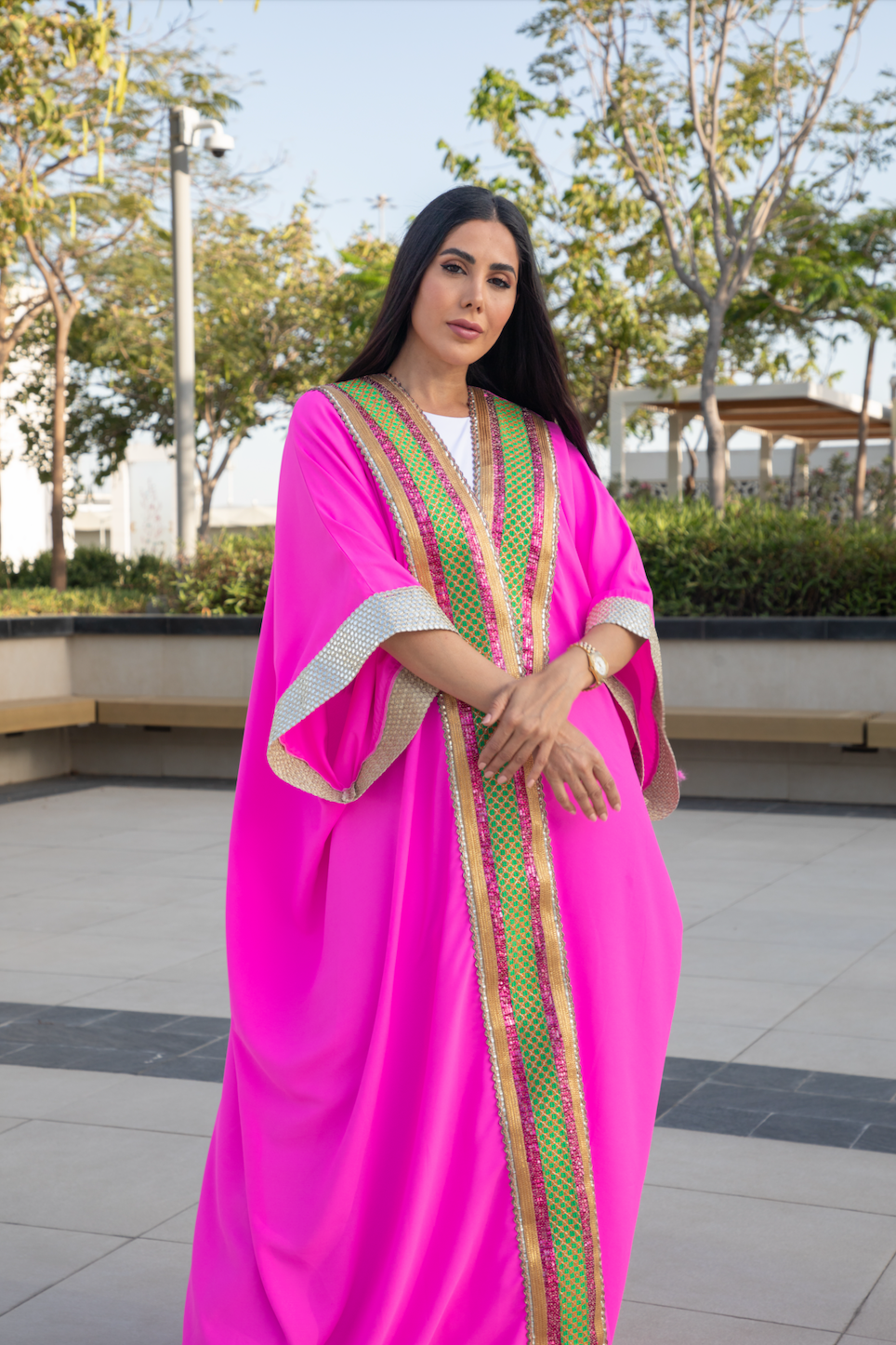 Fuscia Open Bisht