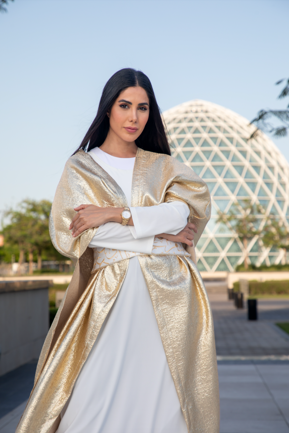 Gold Bisht with Arabic Letters Belt