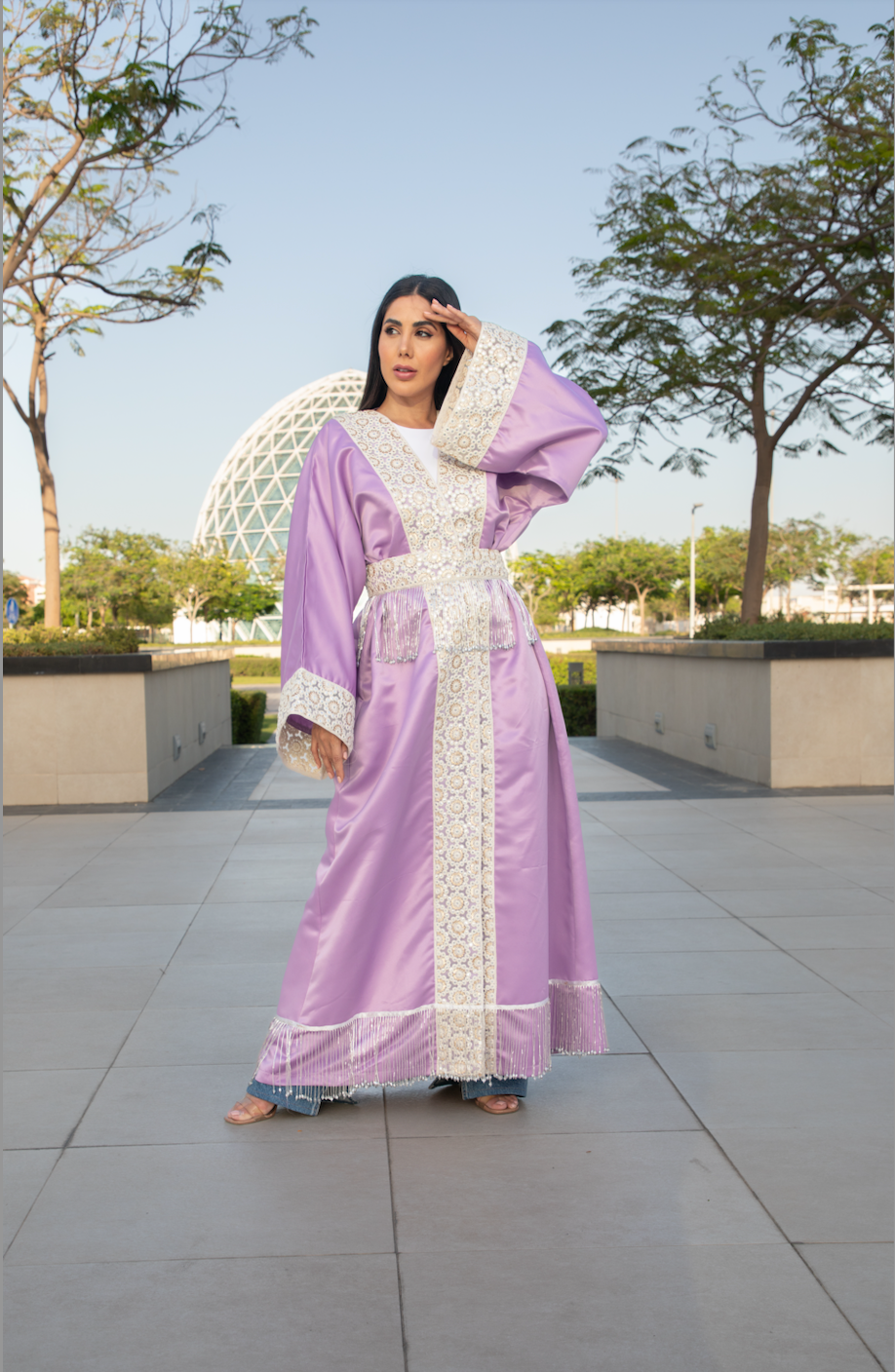 Lavendar Abaya with Tassels