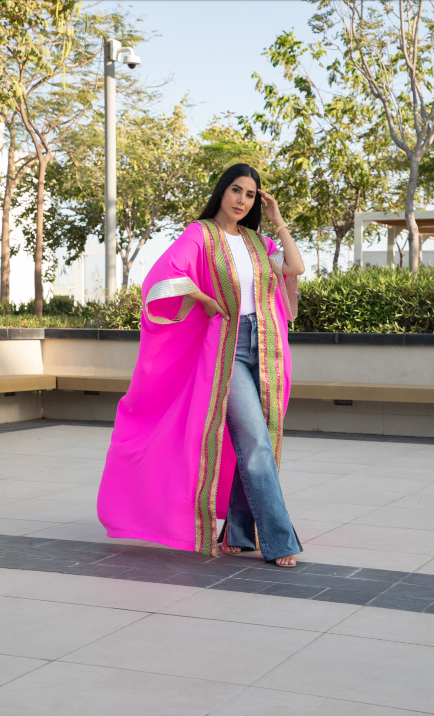 Fuscia Open Bisht