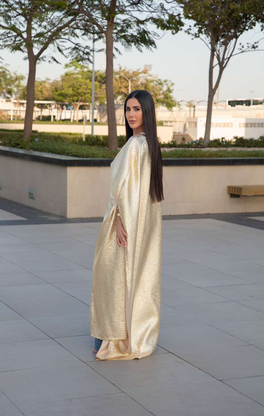 Gold Bisht with Arabic Letters Belt