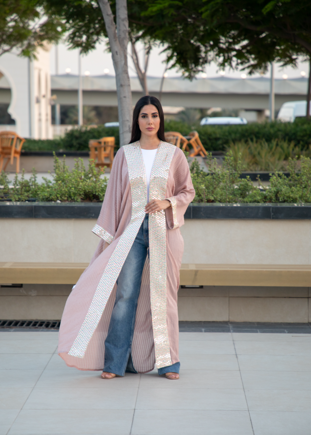 Pink Bisht with Embellished Details