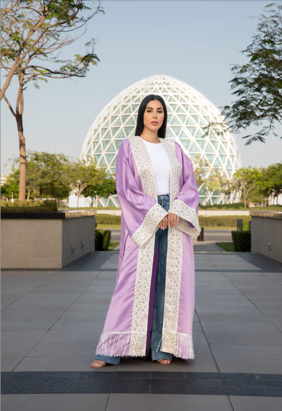 Lavendar Abaya with Tassels