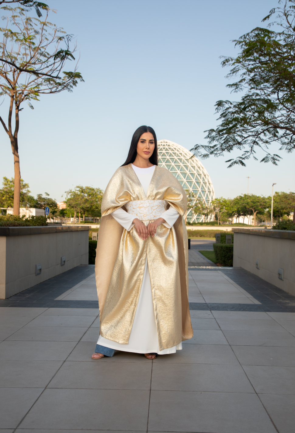 Gold Bisht with Arabic Letters Belt