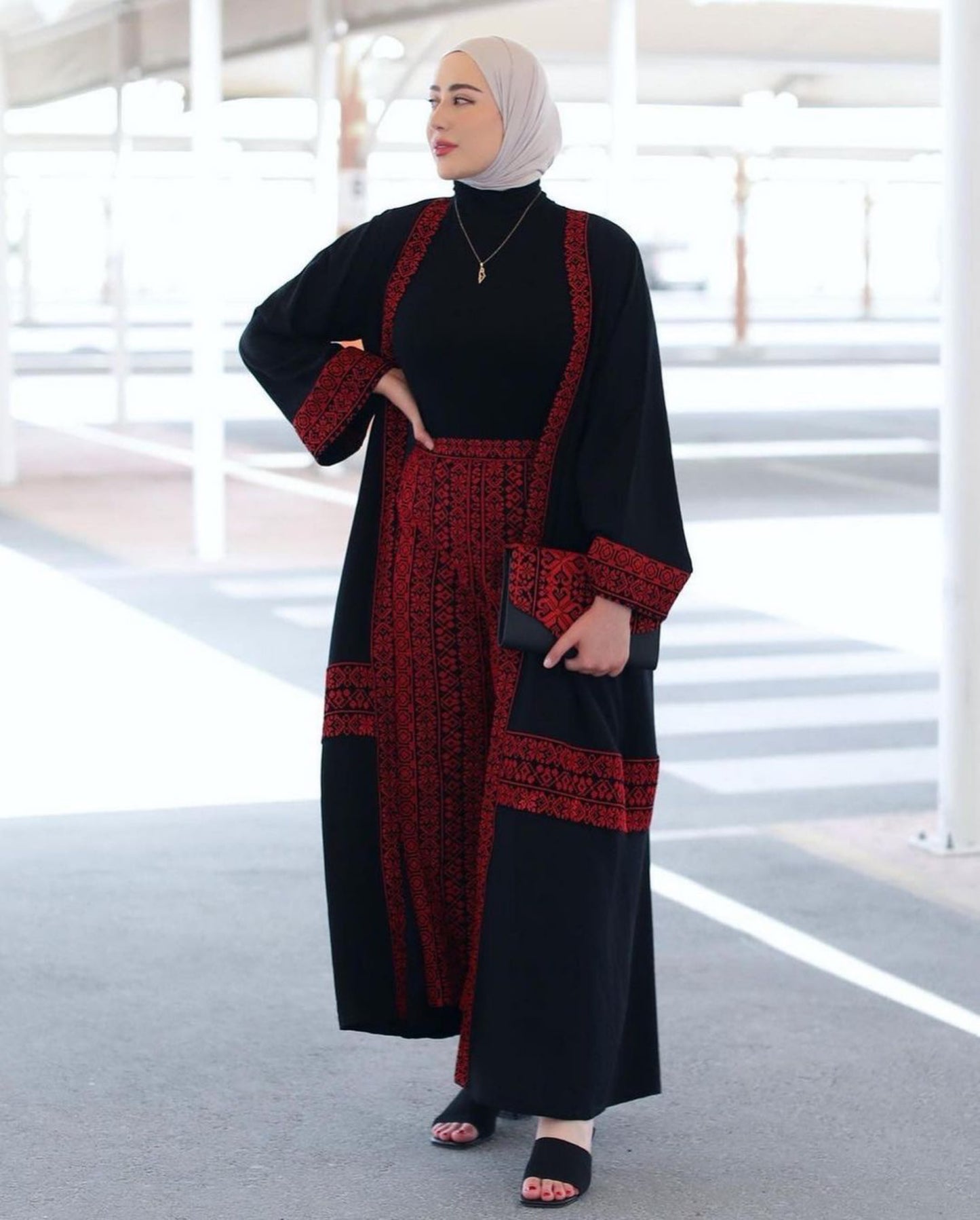 Palestinian Tatreez Pants & Abaya Combo